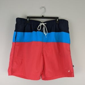 Nautica Men  Swim Trunks 2XL Quick Dry Melonberry